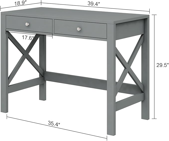 ChooChoo Home Office Desk Writing Computer Table Modern Design Desk with Drawers (Grey)