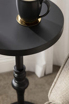 Kate and Laurel Stratton Rustic Pedestal Table; 13 x 13 x 26; Black; Decorative Pedestal Table for Decorating Smaller Living Areas and Hosting