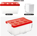 loobuu Plastic Storage Bins with Lids, Art Craft Supply Organizer Box with Brush Pot, Multipurpose Stackable Storage Containers for Organizing Tool, Craft, Crayon,Sewing (Red)
