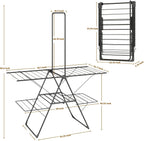 Bigzzia Clothes Drying Rack Foldable, 68.9Inch High Hanger Laundry Drying Rack with 4 Height-Adjustable Wings, Lightweight and Space Saving Clothes Airer for Apartments, Dorms, Camping