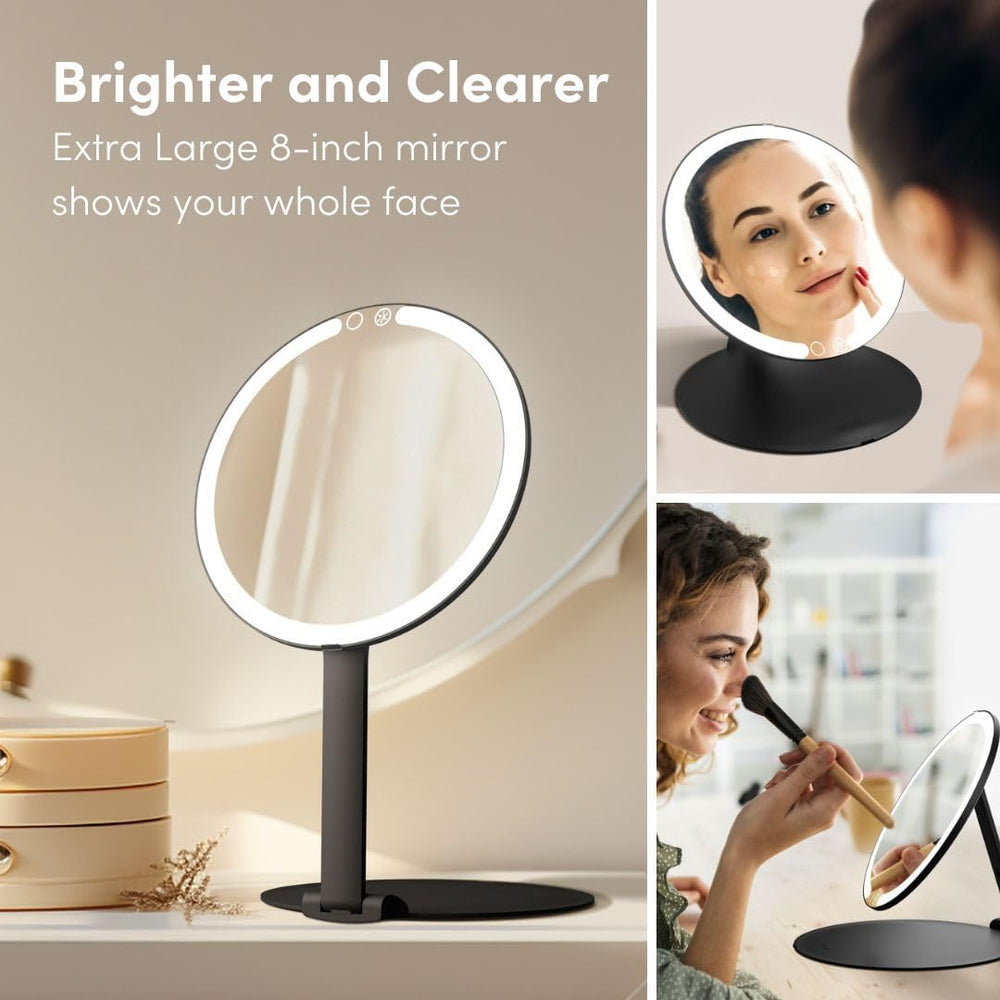 Fancii Abigail Rechargeable Travel Makeup Mirror with LED Light, 8" Fold...