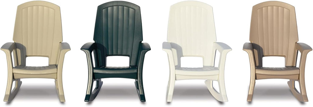 Semco Rockaway Heavy Duty All Weather Patio or Deck Rocking Chair, Green | Polyethylene Outdoor Rocker with Backrest and Armrests for Porch, Deck, and Patio