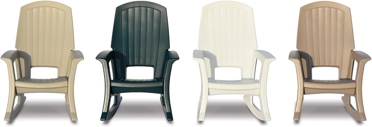 Semco Rockaway Heavy Duty All Weather Patio or Deck Rocking Chair, Green | Polyethylene Outdoor Rocker with Backrest and Armrests for Porch, Deck, and Patio