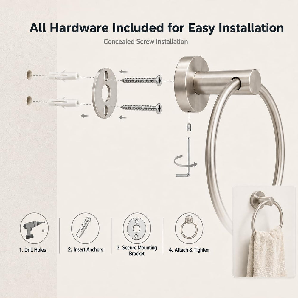 Bathroom Hardware Set 5 Piece, Brushed Nickel Bathroom Accessories Set, SUS30...