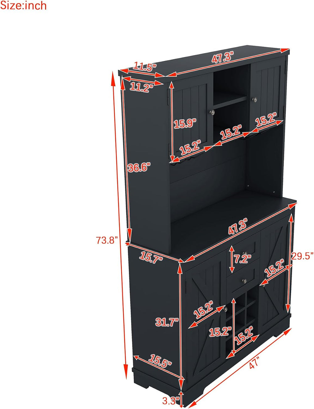 Merax 73.8" Kitchen Pantry Storage Cabinet, Freestanding Larder Cupboard...