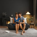 Bean Bag Chairs for Adults, Memory Foam Couch Loveseat Sofa Chair, Soft Teddy Material Cozy Comfy Reading Nook Chairs, Floor Chair for Living Room Bedroom Office(Black-White)