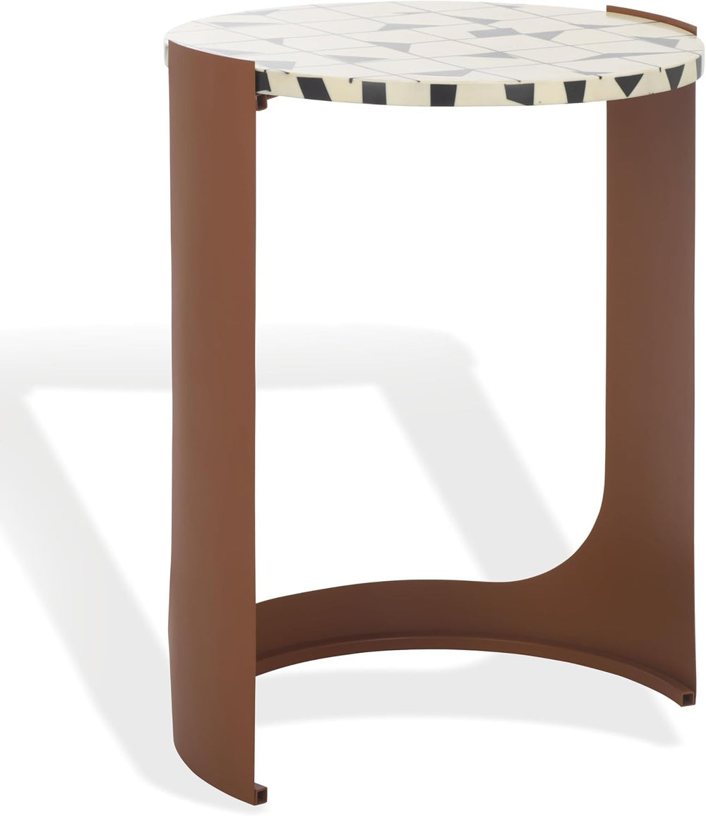 SAFAVIEH Couture Collection - Tomlinson Brown & White Metal Accent Table,...