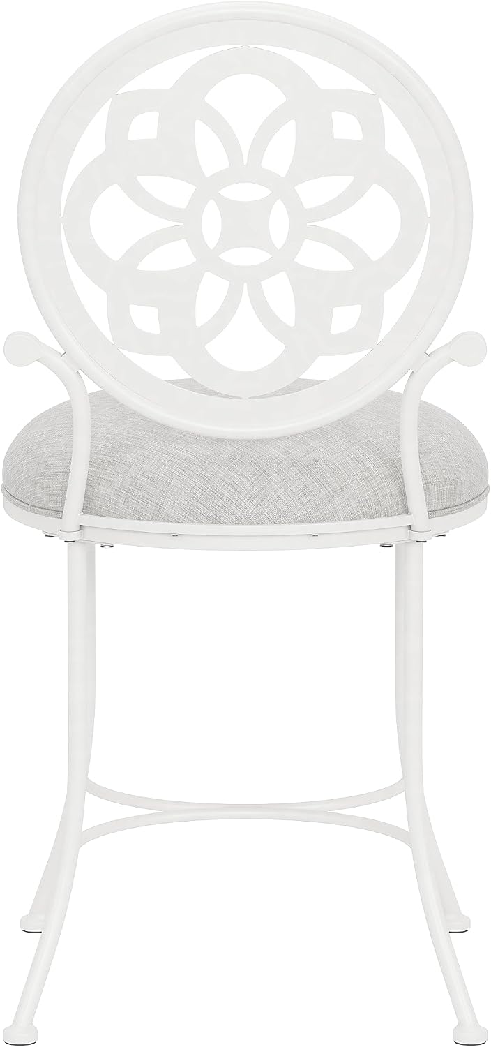 Hillsdale Marsala Metal Vanity Stool with a Circular Geometric Back Design, O...