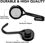 MIKEDE Magnetic Hooks, 40Lbs Heavy Duty Neodymium Magnet Hooks Black Magnets with Swivel Hooks for Hanging, Rust Proof Strong Magnets Hook, Magnetic Metal Hanger for Fridge, Storage, 6 Pack