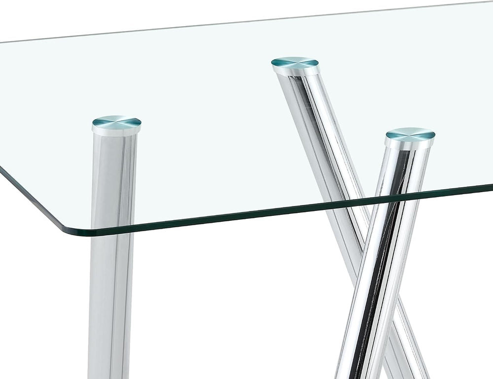 Glass Dining Table for 4 6 8 Pepole,71 Inch Rectangle Kitchen Dining Room Tab...