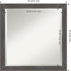 Amanti Art Grey Wall Mirror 23x23 Woodridge Rustic Grey Square Bathroom Mirror for Wall Decor Living Room, Medium Rustic Farmhouse Wood Frame, Hangs Horizonally and Vertically, Bathroom Decor, Beveled