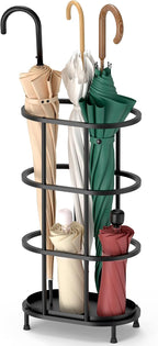 Alyoen Umbrella Stands for Entryway, Large Metal Umbrella Holder 6.89 x 10.8 x 21.34 Inches with Adjustable Feet, Decor Freestanding Elliptical Openwork Umbrella Rack for Home Office