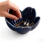 Blue Flower Ring Dish Jewelry Tray, Ceramic Jewelry Dish, Small Trinket Tray, Nightstand Bathroom Decor Ring Holder, Jewlery Plate Bowl for Christmas Friendship Birthday Gifts for Women Mom