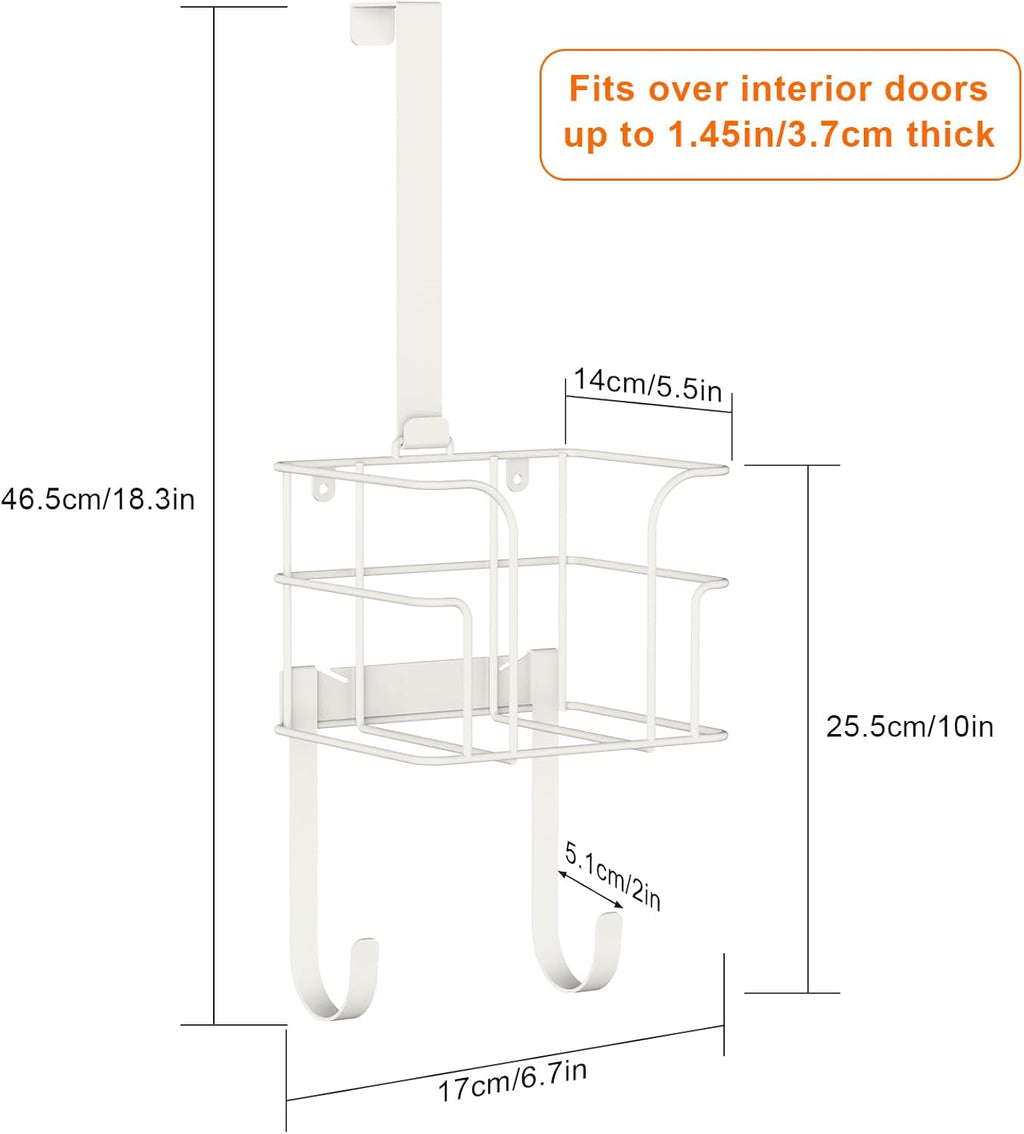 ORLESS Over The Door/Wall Mount Ironing Board Hanger, Laundry Room Iron and Ironing Board Caddy Storage Holder (White)