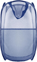 Collapsible Pop Up Laundry Hamper, Extra Large Mesh Foldable Laundry Basket, 28" x 16" x 16" (Blue)