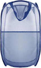 Collapsible Pop Up Laundry Hamper, Extra Large Mesh Foldable Laundry Basket, 28" x 16" x 16" (Blue)