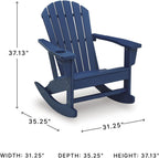 Signature Design by Ashley Sundown Treasure Adirondack Rocking Chair, Blue | Weather resistant HDPE, Integrated armrest cup holder, Heavy-duty 51-pound base, Rust-resistant stainless steel hardware