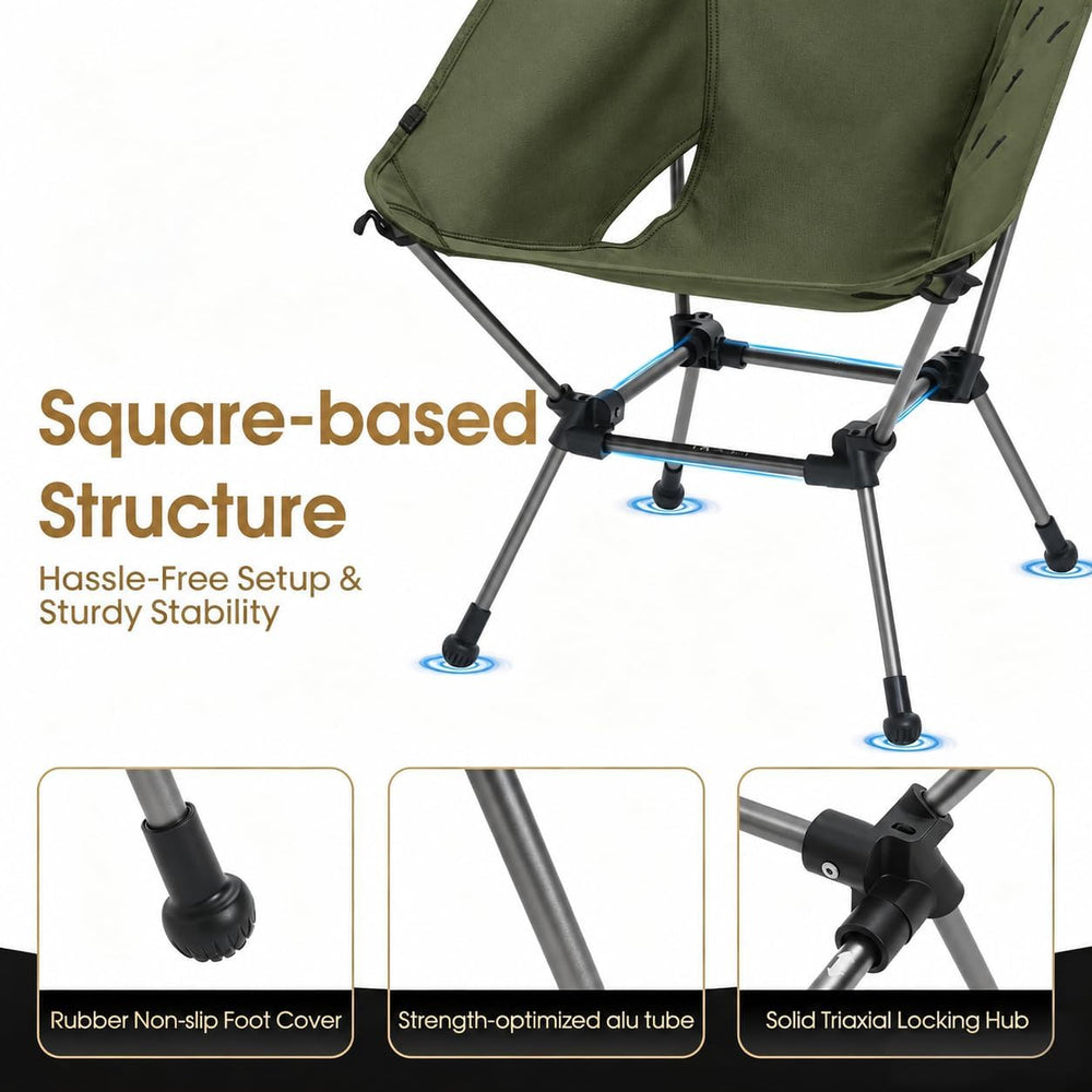MOON LENCE Portable Camping Chair Plus, Larger & Roomier, Compact and Lig...