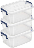 Tribello Plastic Storage Bins with Lids, Clear Stackable Storage Containers - 5 Qt - 3 Pack
