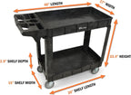 Simpli-Magic Rolling Utility Cart on Wheels, Heavy Duty with Ergonomic Handle, Deep Shelfs for Garage, Warehouse, Workshop, 600-Pound Capacity 40x33x17-Inch