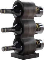 Wooden Wine Bottle Holder Countertop – Small Wine Rack for 3 Bottles, Vertical Tabletop Wine Rack Stand, Decorative Bottle Rack Wine Storage Organizer for Kitchen, Bar Decor, Wine Lover Gift