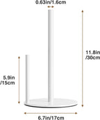 Paper Towel Holder White Kitchen Roll Holder, Paper Towel Holder for Kitchen Roll Organize, Countertop Roll Dispenser with Weighted Base
