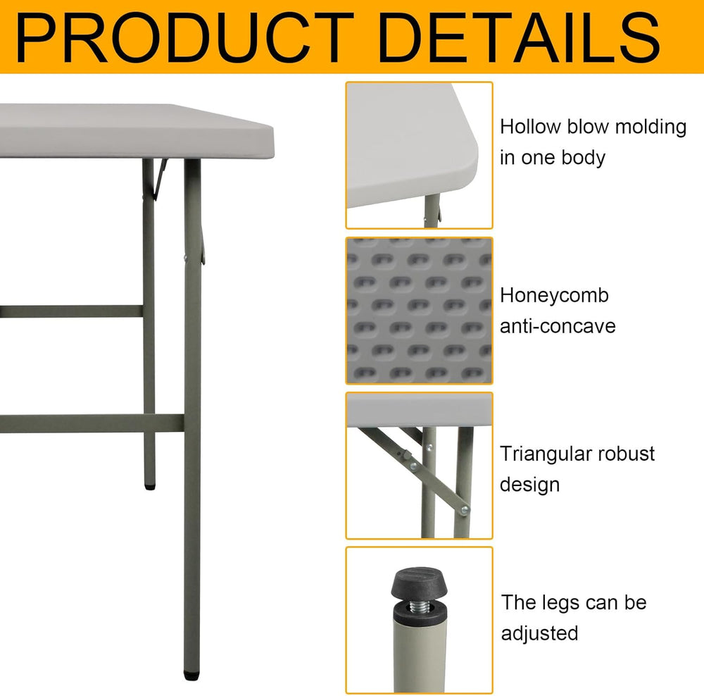 Folding Table 2.7ft Rectangular All-Occasion Plastic Folding Event Table for ...
