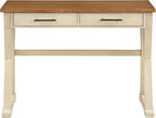 OSP Home Furnishings Jericho Rustic 42 Inch Writing Desk with 2 Drawers and Burnished Decorative Hardware, Antique White