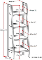 SIMPLIHOME Sawhorse SOLID WOOD 24 Inch Modern Industrial Ladder Shelf in Distressed Grey, For the Living Room, Study Room and Office