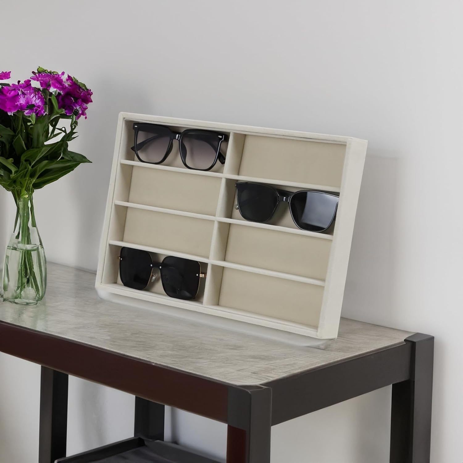 Large Velvet Sunglasses Storage Organizers Jewelry Organizer, Velvet Jewelry Organizer, Large Jewelry Drawer Organizer Tray, Eyeglass Organizer Earring Holder Ring Display (Sunglass Tray)