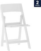 Flash Furniture Hercules Tucker Commercial White Resin Folding Chair - Lightweight, Vinyl Padded Removable Seat, Indoor Outdoor Use, Event & Wedding Ready, Set of 2