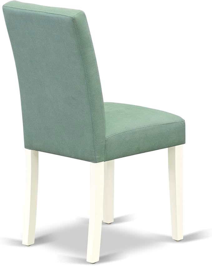 East West Furniture ANAS3-LWH-43 3 Piece Dining Table Set consists A Dinner Table and 2 Willow Green Polyester Fabric Parson Kitchen Chairs with Stylish Back- Linen White Finish
