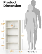 Casaottima 4-Tier Open Bookshelf and Bookcase, Floor Standing Display Storage Shelves for Living Room, Tall Book Shelf for Bedroom, Home Office, Dining Room, White