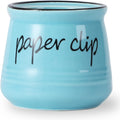 ONTUBE Farmhouse Paper Clip Holders,Ceramic Binder Clip Dispenser Organizer for Desk ,Cute Office Push Pins Holder,12 oz (Turquoise)