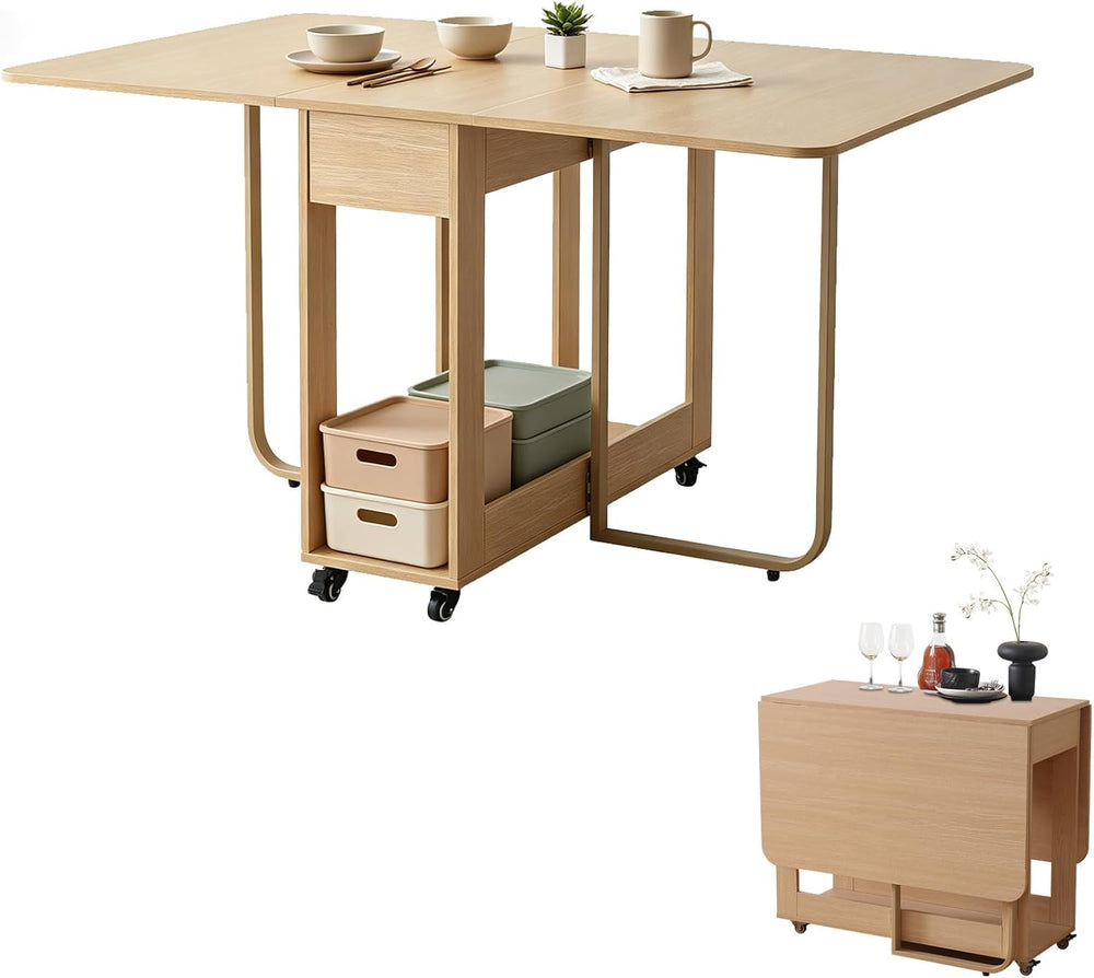 Folding Dining Room Table for 4/6 with 35.4" Extra Wide Space Saving Dro...