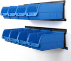Wallmaster 8-Bin Storage Bins Garage Rack System 2-Tier Orange Tool Organizers Cube Baskets Wall Mount Organizations (Blue)
