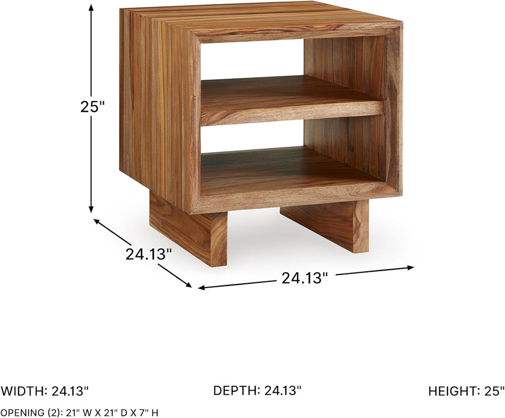 Signature Design by Ashley Dressonni Rustic End Table with 2 Open Shelves, Li...
