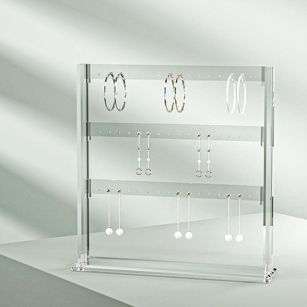 Coward Acrylic Earring Holder Stand, Tabletop Earring Jewelry Easel Display, Earring Jewelry Holder Organizer for Home Use or Store Selling Show (3layer)