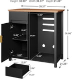 Mini Fridge Cabinet with Charging Station, Modern Fluted Coffee Bar Cabinet with Beverage and Wine Storage, Compact Coffee Bar with Mini Fridge Space for Kitchen, Dining Room or Living Room