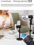 JAYEGT Motorized Rotating Display Stand, 330Lbs Load，360 Degree Electric Rotating Turntable for Photography Products Display，Live Video Show,Remote Control Angle, Speed (White/8.66inch /Wired)