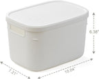 BINO | Plastic Storage Bins with Lids, 5.5 Liter - 3 Pack, White | THE TWILL COLLECTION | Plastic Bins for Organization | Woven Storage Baskets for Organizing | Pantry Shelf Organizer Basket Bin
