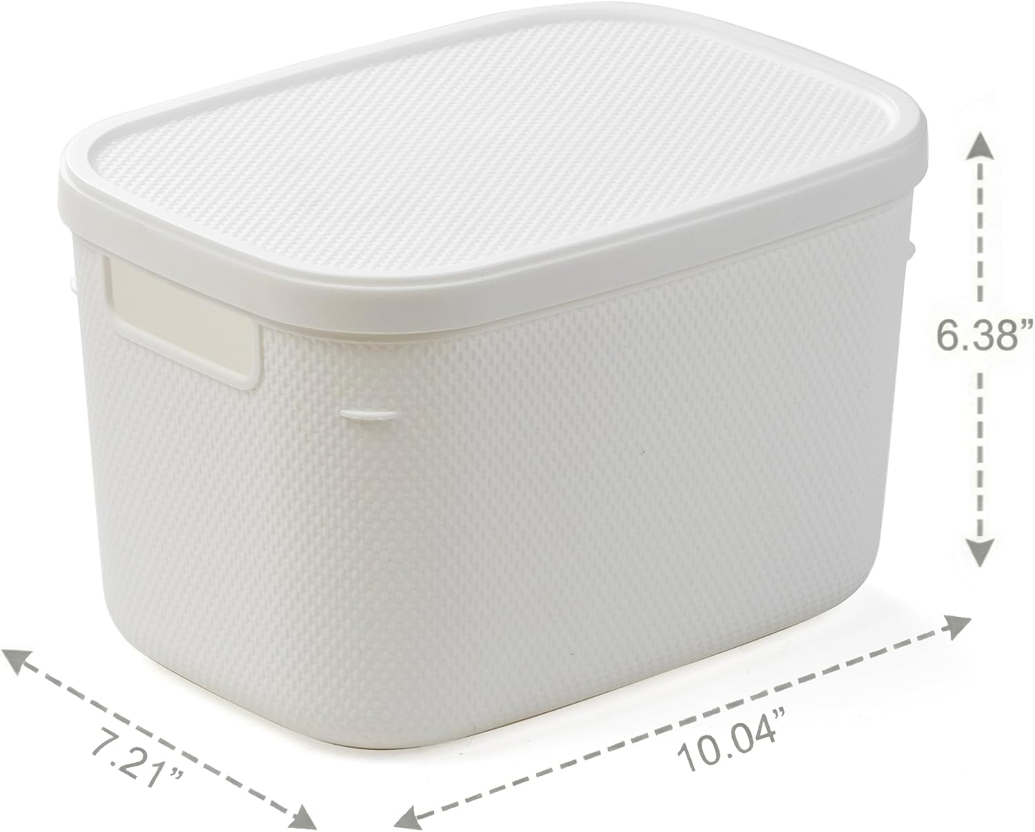 BINO | Plastic Storage Bins with Lids, 5.5 Liter - 3 Pack, White | THE TWILL COLLECTION | Plastic Bins for Organization | Woven Storage Baskets for Organizing | Pantry Shelf Organizer Basket Bin