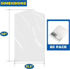 60-Pack Dry Cleaning Bags for Clothes 40-Inch Long - Clear Plastic Garment Bags for Hanging Clothes, Dry Cleaner Plastic Clothing Cover for Suits, Coat, Shirt, & Pants