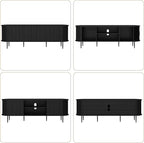 ARTPOWER 70" Modern TV Stand with Tambour Door for TVs up to 80", Entertainment Center with Storage, Fluted Television Consoles for Living Room, Black