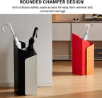 Artistic Color-Block Umbrella Stand for Entryway, Modern Geometric Sculptural Umbrella Holder with Drip Tray, Metal Indoor Rack for Walking Sticks(Red+Orange)