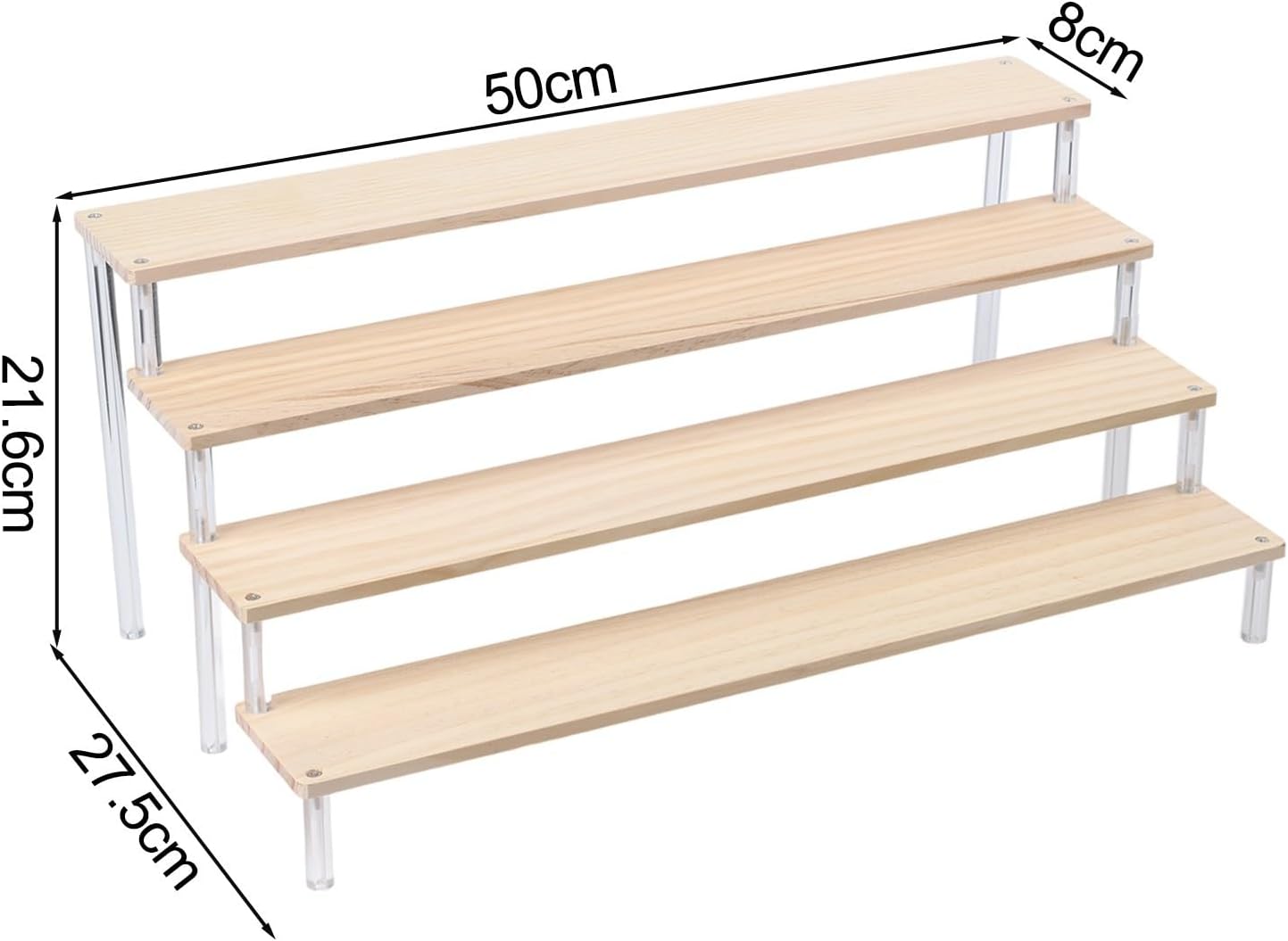for acrylic And Wooden Ladder Organizer, Multi-Layer Display Shelf For Figures, Blind Boxes, Pastries Space-Saving Counter Stand 1-5 Tier(4 layer 50cm)