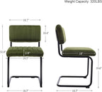 ONEVOG Mid Century Modern Dining Chairs Set of 4, Green Velvet Kitchen Chairs with Tufted Backs, Upholstered Wide Seat, Armless Cantilevered Chairs with Metal Legs for Kitchen Living Room