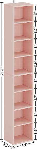 IRONCK Tall Narrow Bookshelf 8 Tiers, Compact Corner Bookcase, Easy to Match for Living Room, Office, Study, Bedroom