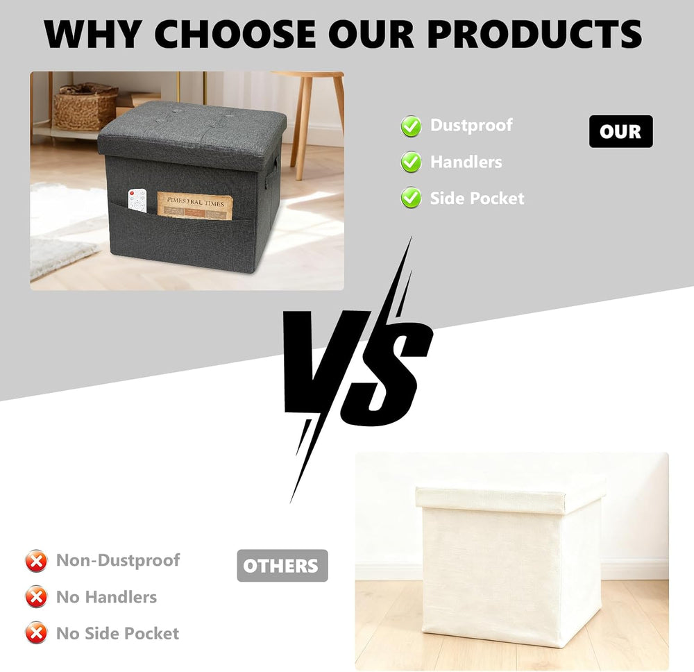 ALASDO Storage Ottoman Footrest Stool Small Ottoman with Storage Foldable Ott...
