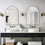 Arched Wall Mirror 20"X30", Black Bathroom Vanity Mirror with Frosted Metal Frame, Modern Farmhouse Mirror Wall Mounted, Curved Arch Design for Bedroom, Living Room & Home Decor